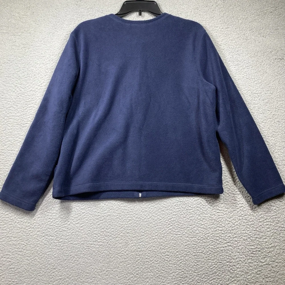 Croft &‎ Barrow Fleece Sweater Women's Petite Large Blue Embroidered Snowflake